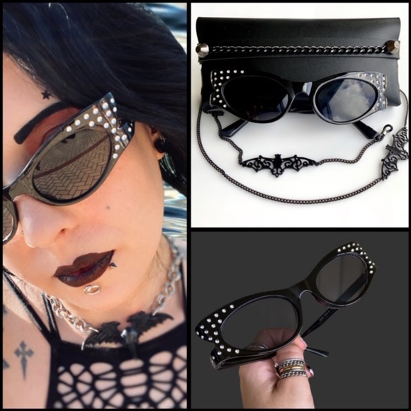 sunglasses black frame with clear crystals - Picture 2 of 14